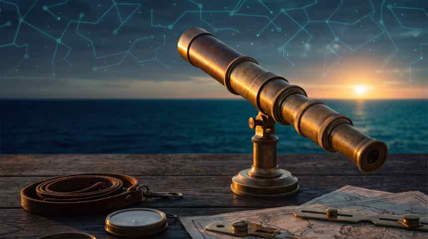 Messing-Teleskop zum Horizont, KI im Marketing und SEO