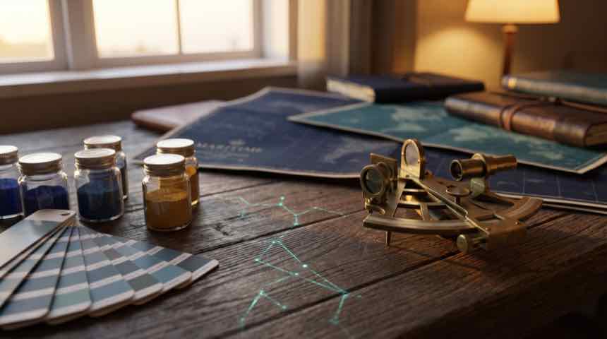 Sextant und Farbpalette, Bilder und Design mit KI